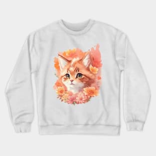 Magical Feline Charm: Cute Brown Kitten with Whimsical Allure Crewneck Sweatshirt